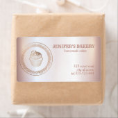 Étiquette Rose or cupcakes maison et gâteries emballage (En situation)