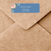 Étiquette Rose or fleuri vert bleu retour adresse