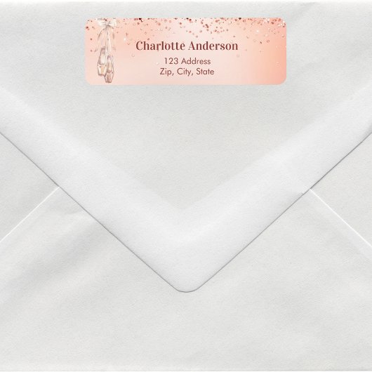 Étiquette Rose or rose ballet ballerine adresse de retour