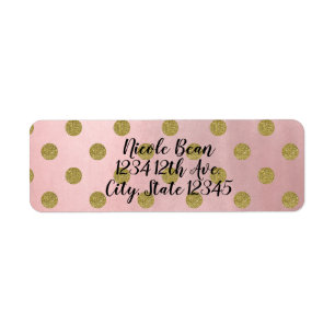 Étiquette Rose or rose brillant glam Pois moderne chic