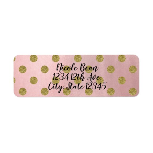 Étiquette Rose or rose brillant glam Pois moderne chic (Devant)