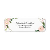 Étiquette Rose Pâle Délicat Fleurs Géométrique Doré (Devant)