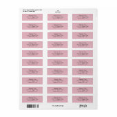 Étiquette Rose Pâle Élégant Adresse de Retour (Feuille entière)