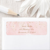 Étiquette Rose Pâle et Doré Mariage Moderne avec Taches (En situation)