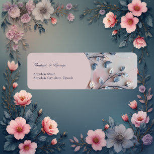 Étiquette rose pâle et tonalité perle mariage de la branche