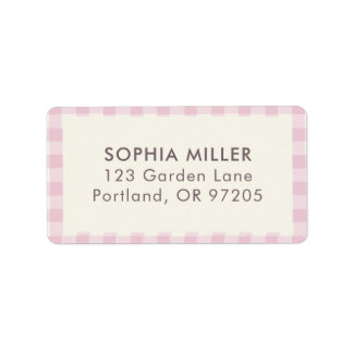 Étiquette Rose Pink Gingham Personalized