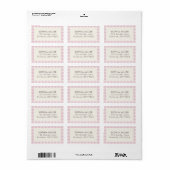 Étiquette Rose Pink Gingham Personalized (Feuille entière)