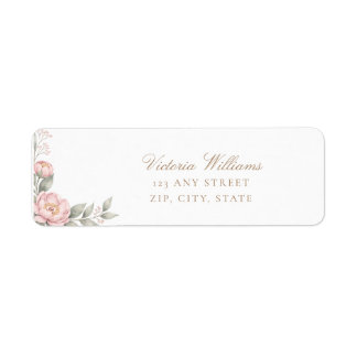 Étiquette Rose Pivoine Rose Foncé Adresse de Retour de Fête