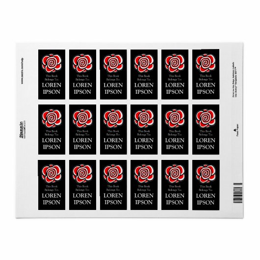 Étiquette Rose - Plaque noire (Feuille entière)