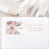 Étiquette Rose Poussiéreuse & Blush Adresse de Retour de Mar (En situation)