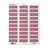 Étiquette Rose Poussiéreux Cœurs De Script Moderne Adresse D (Feuille entière)