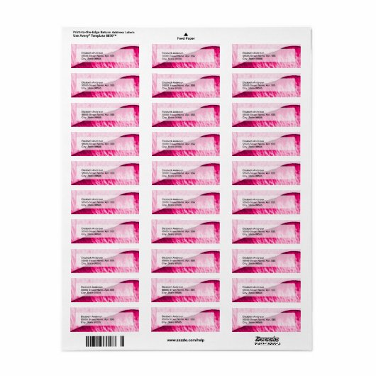 Étiquette Rose rose Fille Abstrait Avec Nom (Feuille entière)