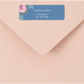 Étiquette Rose rose florale verdure bleu adresse de retour