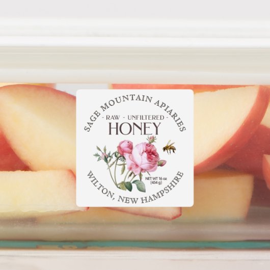 Étiquette rose rose miel brut imperméable (Apposé)