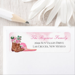 Étiquette Rose rose Sombrero Floral Charra/Cowgirl Retour