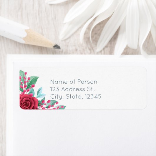 Étiquette Rose rouge (En situation)