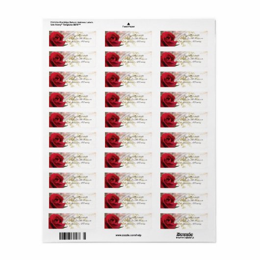 Étiquette Rose rouge (Feuille entière)