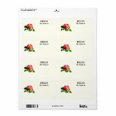 Étiquette Rose rouge avec centre jaune doré (Feuille entière)
