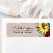 Étiquette Rose rouge de Bourgogne et tournesol automne rusti (En situation)