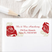 Étiquette Rose rouge et or (En situation)