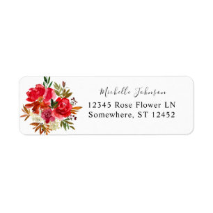 Étiquette Rose rouge & Floral rose et rose poudrée Adresse d