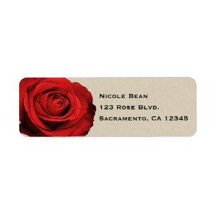 Étiquette Rose Rouge Kraft Glam Rustique Élégant Cadeau de M