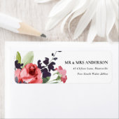 ÉTIQUETTE ROSE ROUGE PEONNE EUCALYPTUS FLORA ADRESSE DE COUL (En situation)