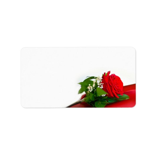 Étiquette Rose Rouge Simple – Fond Blanc Floral (Devant)