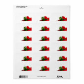 Étiquette Rose Rouge Simple – Fond Blanc Floral (Feuille entière)