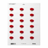 Étiquette Rose rouge sur blanc - Modèle Rose Customisé (Feuille entière)