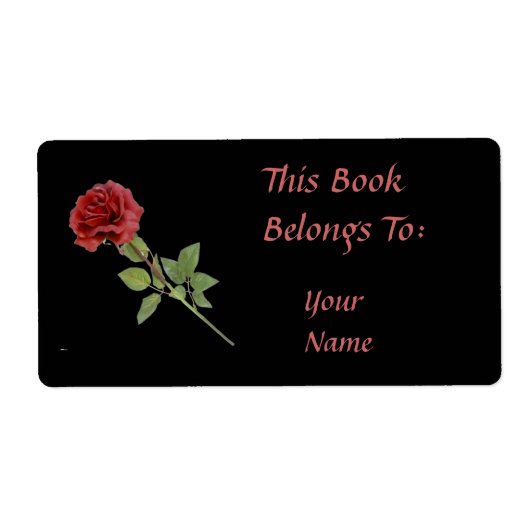 Étiquette Rose rouge sur plaque noire (Devant)