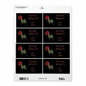 Étiquette Rose rouge sur plaque noire (Feuille entière)