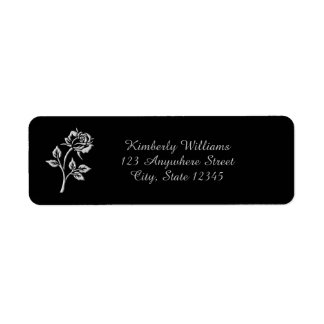 Étiquette Rose simple en argent