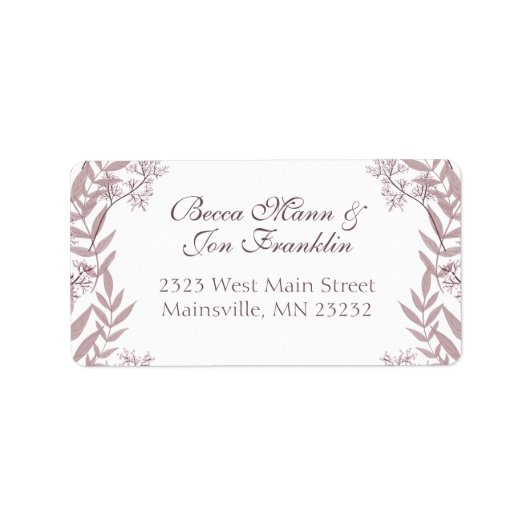 Étiquette Rose Taupe Mariage Vintage Botanique (Devant)