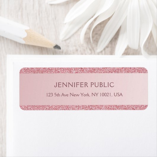 Étiquette Rose tendance Parties scintillant or moderne Adre (En situation)