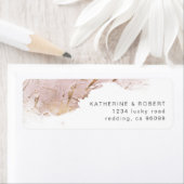 Étiquette rose textuel or élégant mariage RetourAdresse (En situation)