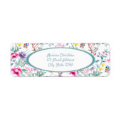 Étiquette rose Turquoise blanc et jaune à motifs f (Devant)