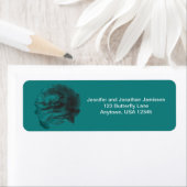 Étiquette Rose turquoise Floral retour Adresse (En situation)
