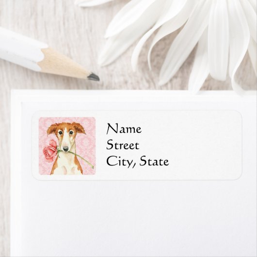 Étiquette Rose Valentin Borzoi (En situation)