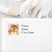Étiquette Rose Valentin Shiba Inu (En situation)