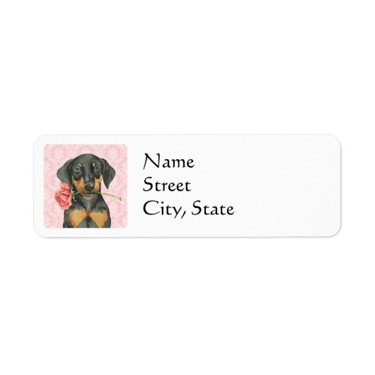 Étiquette Rose Valentine Doberman (Devant)