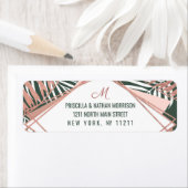 Étiquette Rose vert Gold Tropical Palm Tree Feuille Mariage (En situation)