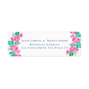 Étiquette Rose Vert Rose Pétales Fleurs Jardin Mariage