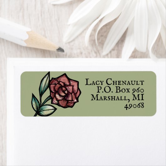 Étiquette Rose vintage (En situation)