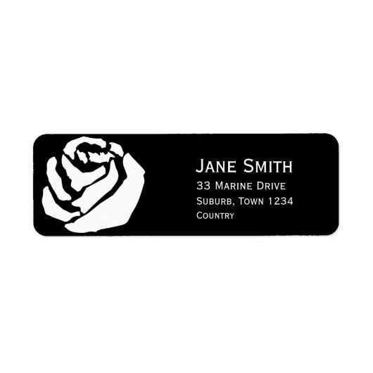 Étiquette Rose vintage art noir et blanc (Devant)