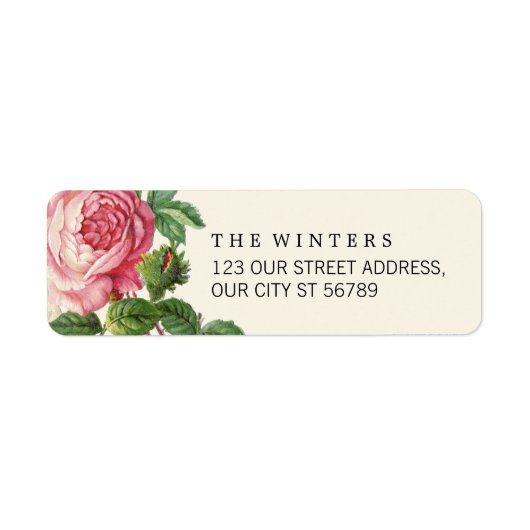 Étiquette Rose Vintage peint Mariage Boho (Devant)