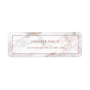 Étiquette Rosegold Marble Moderne Modèle Adresse de retour