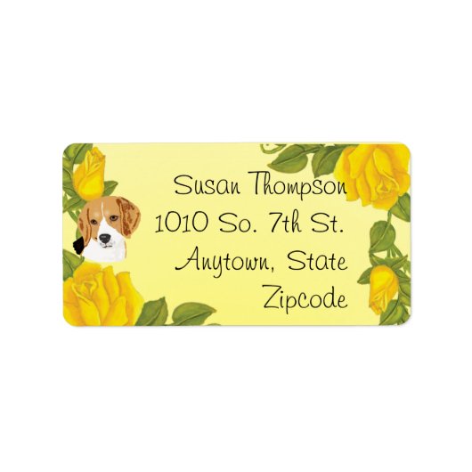 Étiquette Roses beagles et jaunes (Devant)