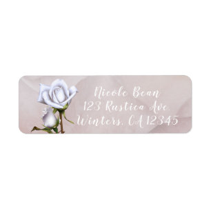 Étiquette Roses Blanches Douces Romantiques Élégant Mariage