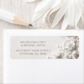 Étiquette Roses Blanches Fleurs 3D | Mariage (En situation)